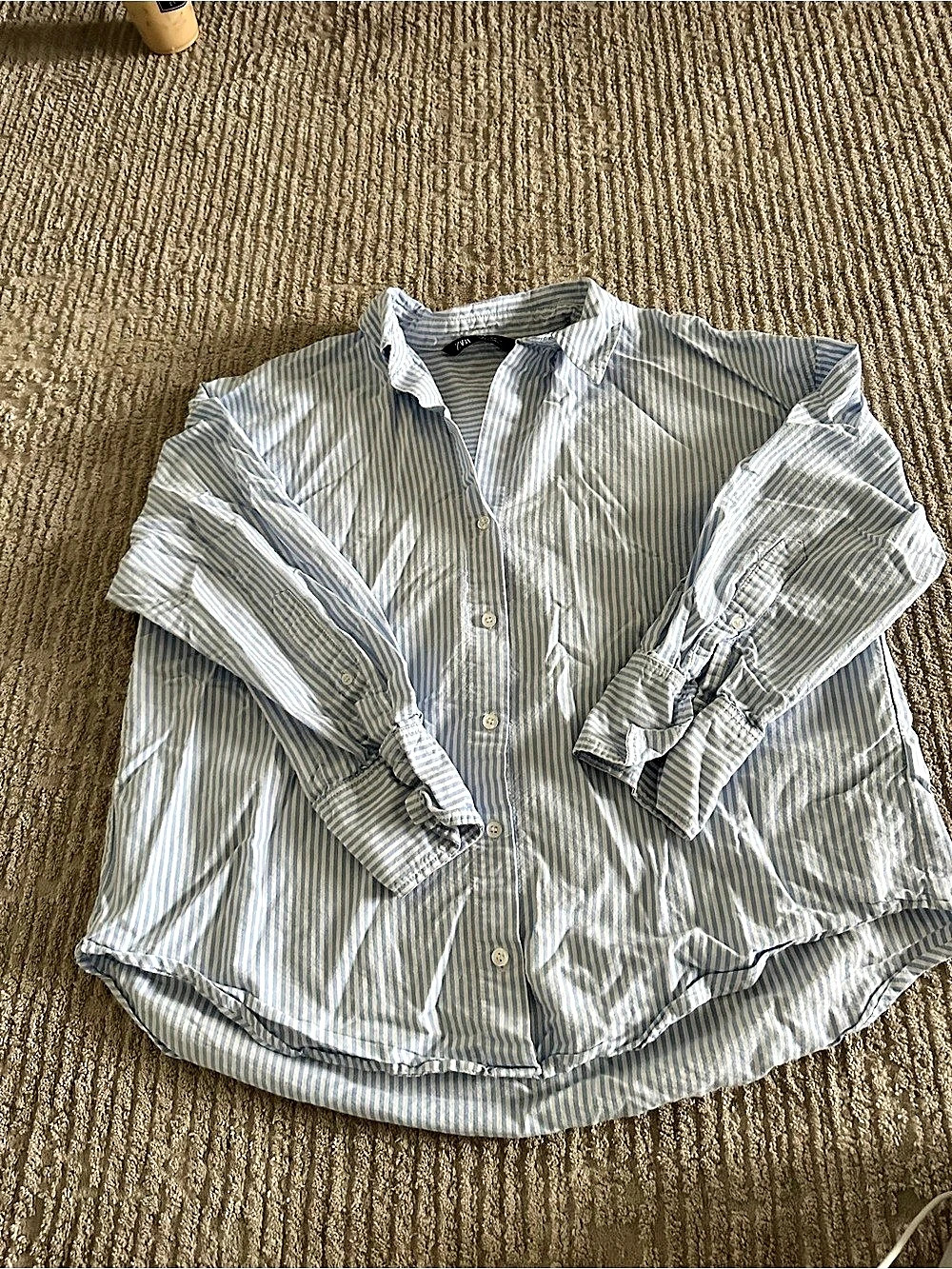 Zara Blue & White Striped Button Down Shirt